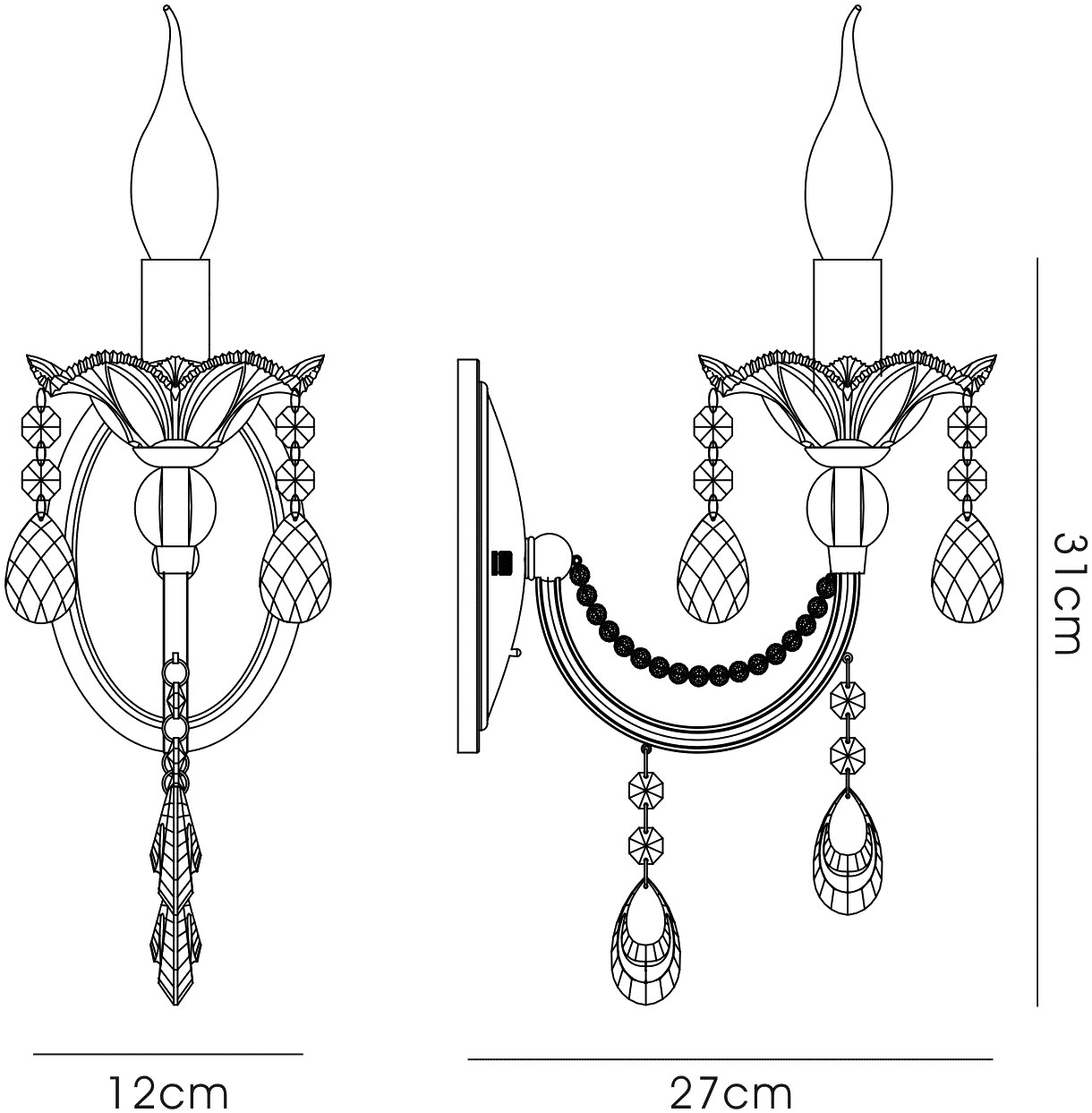 Leana Crystal Wall Lights Diyas Armed Wall Lights